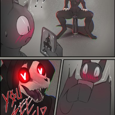 4ears 5eyes, anon, mal0, scp-1471, scp-1471-a, scp foundation, canid, canine, felid, feline, malo, mammal, 3 panel comic, ?!, anal