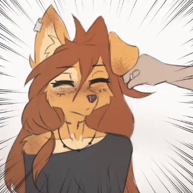 tinygaypirate, apogee (tinygaypirate), canid, canine, canis, domestic dog, human, mammal, spitz, anthro, anthro focus, blinking, breasts, clothed, clothing