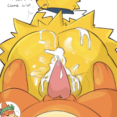 spicykiwi, jolt (wm149), unknown character, nintendo, pokemon, buizel, eeveelution, generation 1 pokemon, generation 4 pokemon, jolteon, pokemon (species), after anal, after orgasm, after sex, angry